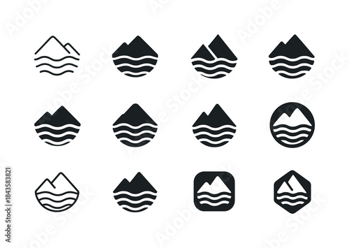 Flooded Valley Logos. Flooded Valley. Icon set. Set Logo of floo