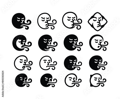 Weather Mood Icons. how weather affects mood. Icon set. Set Logo