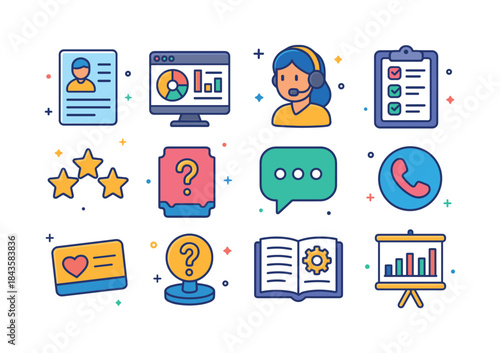 Isometric Customer Management Icons. Managing customer relations
