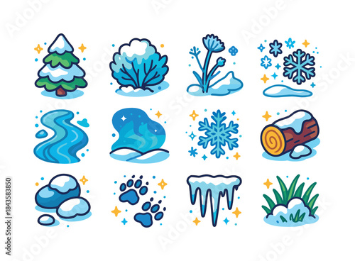 Winter Nature Icons. Winter Nature. Colorful isometric vector ic