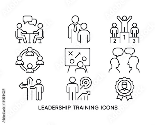 Wallpaper Mural Leadership Training Icons. Leadership training. Line icon set of Torontodigital.ca