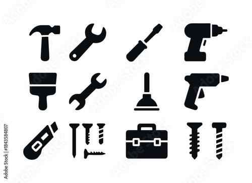 Home Repair Icons. Home Repair. Solid icon set of Home Repair: h