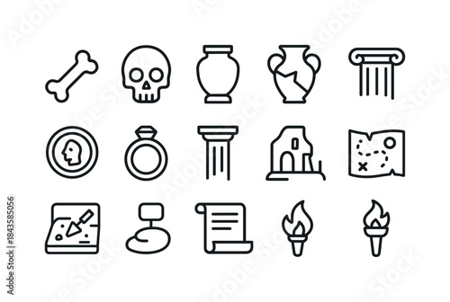 Historical Icon Set. Historical Remains. Line icon set of Histor