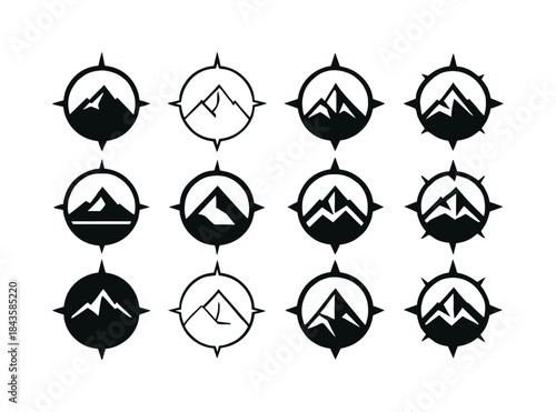 Compass Logo Variations. Compass. Icon set. Set Logo of Compass: