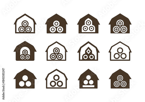 Hay Bales Icon Set. Hay Bales. Icon set. Set Logo of Hay Bales: