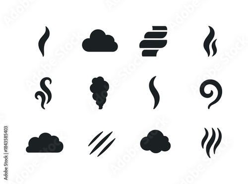 Smoke Icon Grid. Smoke icons. Solid icon set of smoke icons: smo