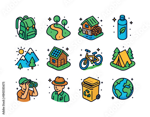 Eco Tourism Icons. Eco Tourism. Colorful isometric vector icons