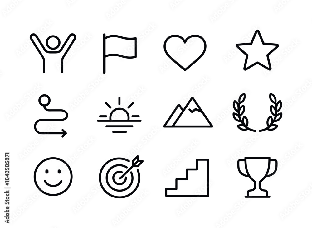 Fototapeta premium Personal Victory Icons. Personal Victory. Line icon set of Perso