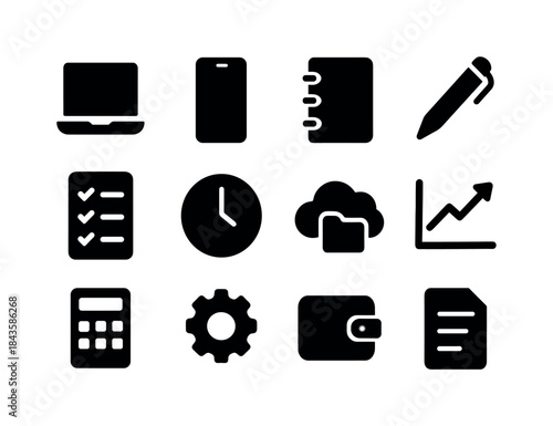 Entrepreneur Toolkit Icons. Entrepreneur Tools. Solid icon set o