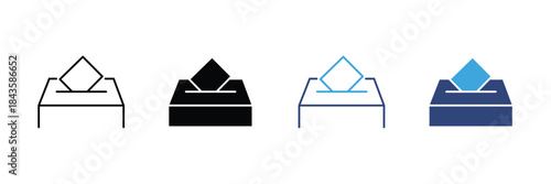 Voting election icon set. ballot box symbol. vector illustration 