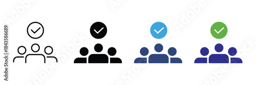 team icon set. group icon with checkmark symbol. member icon. vector illustration 