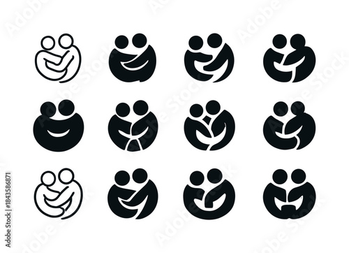 Harmony Icon Set. Group Hug. Icon set. Set Logo of Group Hug: ab