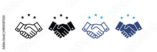 Handshake icon set. partnership, agreement, collaboration, success, trust, deal icon. handshake with star symbol. vector illustration 
