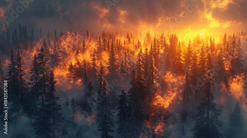 Enchanting Dawn: Misty Forest Awakening