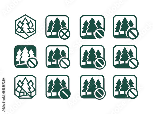 Deforestation Reduction Icons. deforestation reduction. Icon set