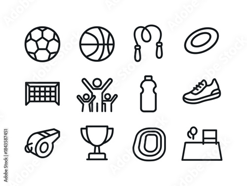 Family Recreation Icons. Family Recreation. Line icon set of Fam