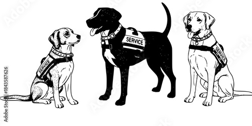 Dogs wearing service vests service dogs working dogs
