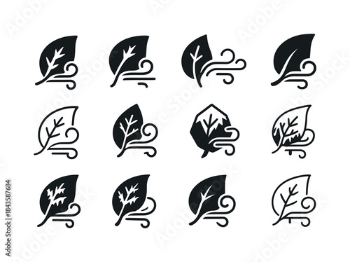 Chilly Breeze Icons. Chilly Morning Breeze. Icon set. Set Logo o
