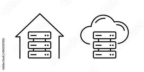 Cloud computing icon set. server, data center, hosting symbol. vector illustration. data management icon. 