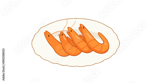 Cooked orange shrimp on white serving plate pixel art