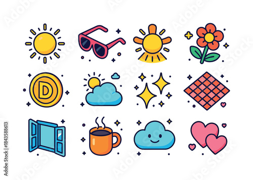 Sunny Uplift Icons. Sunny Uplift. Colorful isometric vector icon
