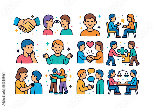 Interpersonal Skills Icons. Interpersonal Skills. Colorful isome