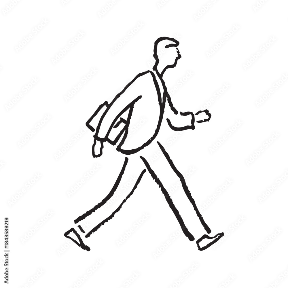 Fototapeta premium Minimalist Line Art Illustration of a Man Walking
