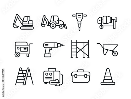Construction Equipment Icons. Construction Equipment. Line icon