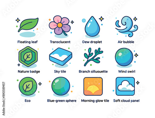 Colorful Isometric Nature Icons. Aero Nature. Colorful isometric