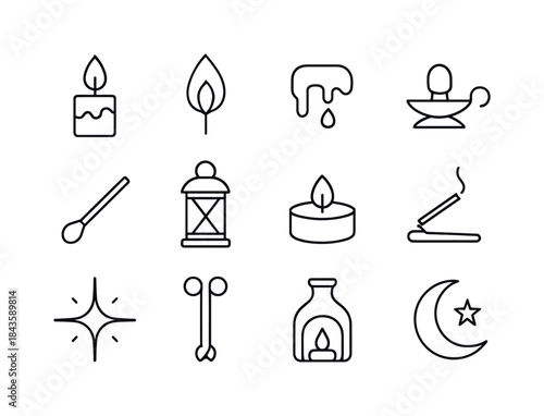 Candle Light Icons. Candle Light. Line icon set of candle light: