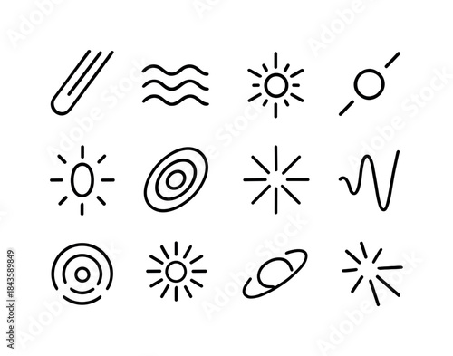 Astronomical Energy Icons. Astronomical Energy. Line icon set of