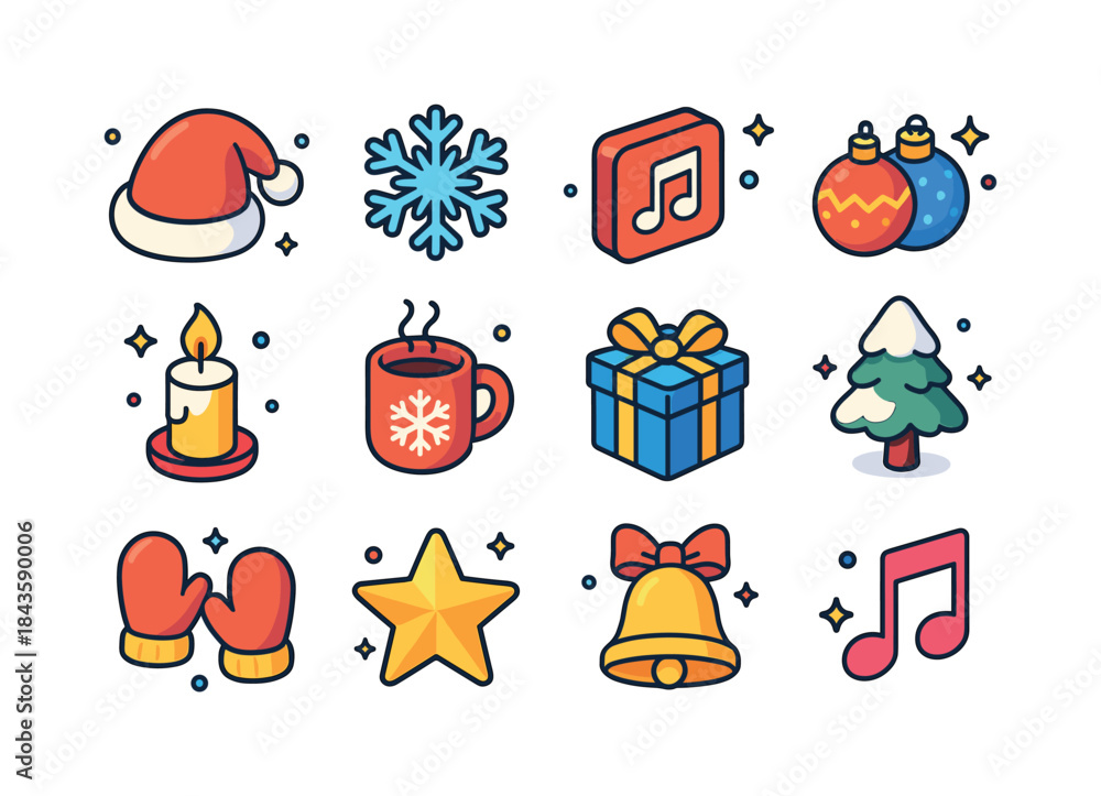 Fototapeta premium Winter Holiday Icons. Winter holidays. Colorful isometric vector