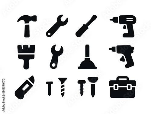 Home Repair Icons. Home Repair. Solid icon set of Home Repair: h