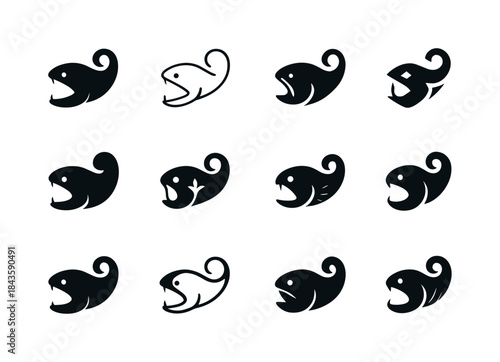 Deep Sea Creature Logos. Aquatic creatures in extreme environmen