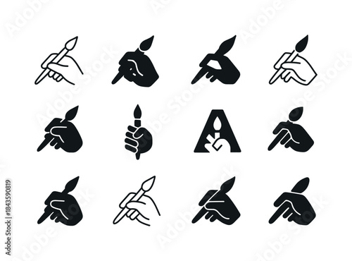 Creative Brush Icon Set. Creator. Icon set. Set Logo of Creator: