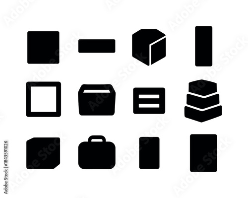 Black Shape Icons. Shape Containers. Solid icon set of Shape Con