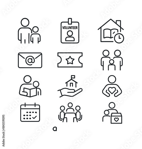 Parent Involvement Icons. Parent Involvement. Line icon set of P