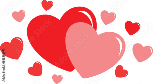 Two interlocking hearts, symbolizing love and romance, surrounded by smaller heart shapes, perfect for Valentine's Day or wedding designs