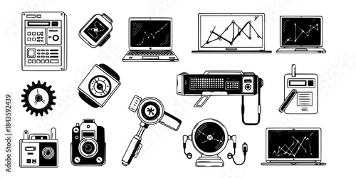 Retro technology icons 
