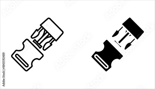 Buckle icon set, on white background.