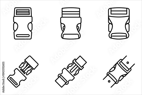 Buckle icon set, on white background.