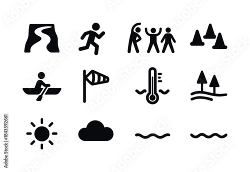 Outdoor Training Icons. outdoor training. Solid icon set of outd