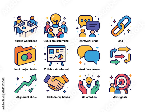 Colorful Collaboration Icons. Collaboration culture. Colorful is