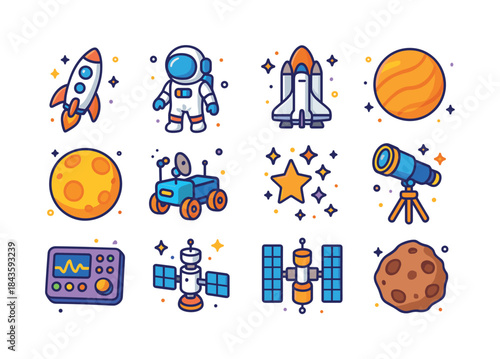 Space Exploration Icons. space exploration. Colorful isometric v