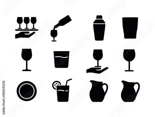 Drink Serving Icons. Drink Serving. Solid icon set of Drink Serv