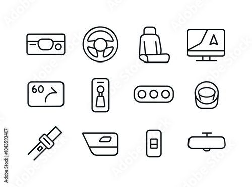 Vehicle Interior Icons. self-driving cars