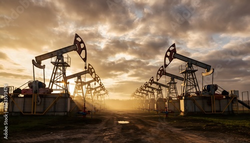 Industrial Horizon: Expansive Pumpjack Farm