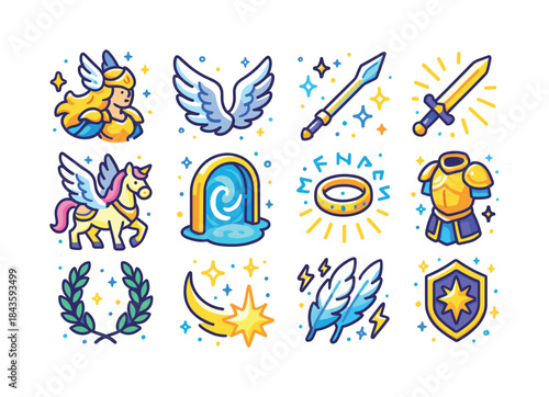 Heavenly Battlemaidens Icons. Heavenly Battlemaidens. Colorful i