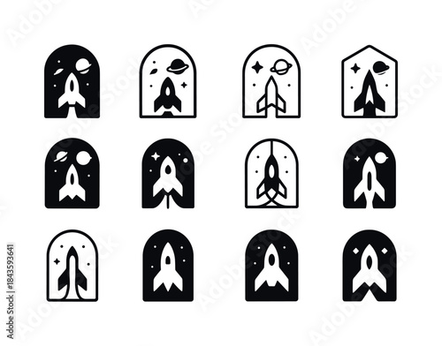 Interstellar Mission Icons. Interstellar missions. Icon set. Set