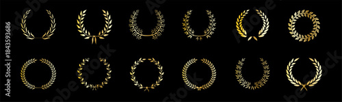 Collection of golden laurel wreaths